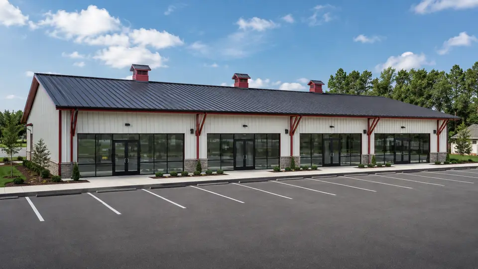 Four-tenant retail steel building planning preset