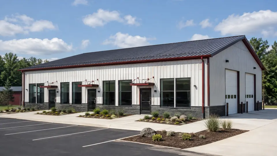 Showroom + service steel building planning preset
